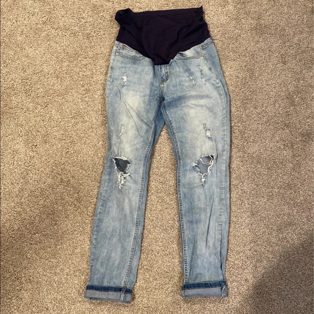 Pinkblush distressed maternity jeans